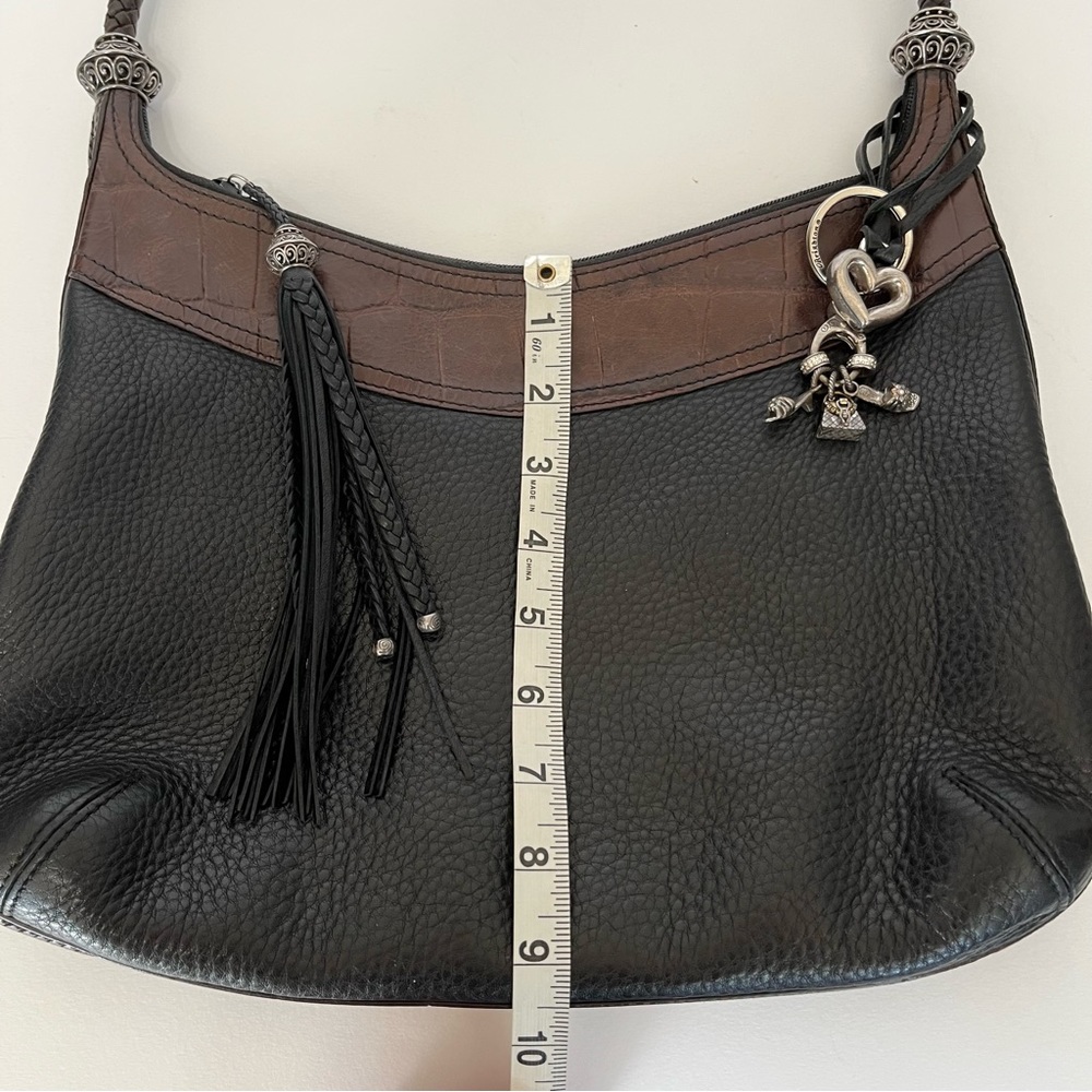 Brighton 2 Tone Black Leather Shoulder Bag D652669 - Picture 2 of 11